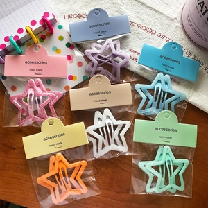 Lot de barrettes étoiles pailletées colorées en rose, violet et vert menthe