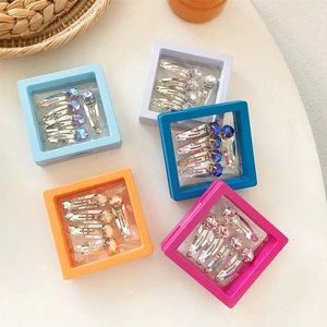 Coffret de barrettes à strass pour filles avec boîtes colorées et pinces à cheveux en métal