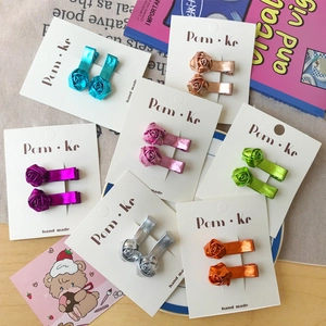 Barrettes à cheveux roses faites main pour filles en 7 couleurs métallisées