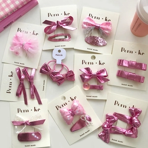 Juego de Pinzas para el Cabello con Lazo Dulce para Niños Horquillas de Encaje con Lentejuelas Rosas Accesorios para el Cabello de Mariposa de Estilo Coreano para Niñas Mujeres