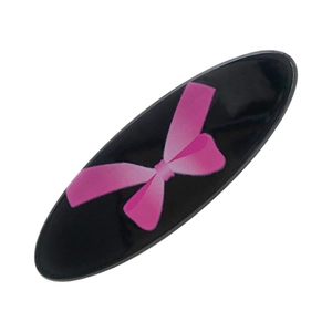 Fermaglio ovale nero con fiocco rosa, grazioso accessorio moda per ragazze e donne