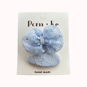 Lindas pinzas para el cabello de encaje azul con lazo y perlas para niñas, accesorios de moda