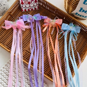 Fermaglio per Capelli Hanfu per Bambini Dolce Fiore Nastro Accessorio Stile Antico Nappina Fiocco per Acconciatura Ragazze