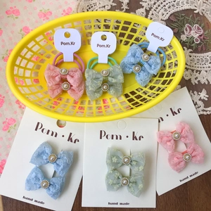 Bambini Ragazze Dolce Pizzo Fiocco Forcina Fascia Elastica per Capelli Perla Artificial Sintetica Ricamo Floreale Fiocco Accessori Capelli