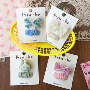 Kids Cute Bow Fabric Lace Flower Hair Clips Set Handmade Artificial Pearl Bowknot Hairpins For Girls Toddlers Hair Accessories