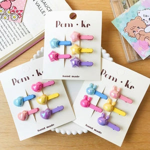 Barrettes Nacrées Couleur Macaron pour Filles Forme Cœur Étoile Ours Épingle à Cheveux Dessin Animé Accessoires de Coiffure