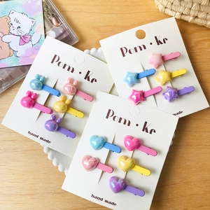 Barrettes à cheveux mignonnes en résine couleurs bonbon avec lapin et étoile pour filles