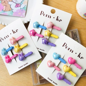 Set de barrettes à cheveux macarons mignons avec motifs lapin et étoiles