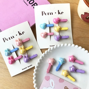 Barrettes à cheveux mignonnes couleur macaron avec formes lapin et cœur