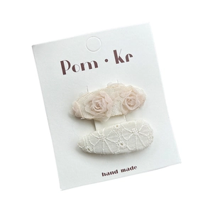 Lot de barrettes en dentelle avec motifs floraux brodés et roses en tissu pour filles