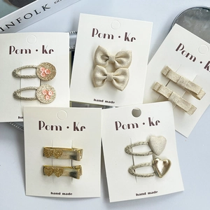 Lot de Barrettes à Cheveux Enfants Nœud Cœur Paillettes Pinces Bec de Canard Mode Coréenne Accessoires Cheveux Cuir Tissu