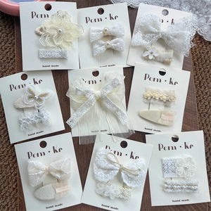 Sweet Lace Bow Artificial Pearl Hair Clip For Girls Handmade Floral Butterfly Hairpin Princess Hair Accessories For Children