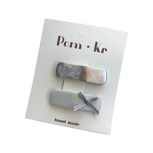 Ensemble de barrettes à cheveux avec cœur en cuir et nœud argenté pour filles