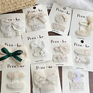 Pince À Cheveux Enfant Fait Main Dentelle Noeud Fleur Tissu Künstliche Perle Style Coréen Accessoire Cheveux Filles Quotidien Fête