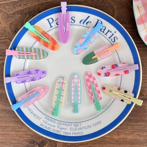 Cute Kids Sweet Fruit Plaid Hair Clips Resin Metal All-Match Fringe One-Word Clip Hair Accessories For Girls Children
