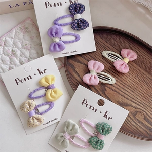Barrettes à cheveux à fleurs mignonnes pour filles avec nœuds en tissu colorés