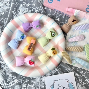 Barrettes à broderie de fruits et pinces BB à carreaux pour filles et enfants