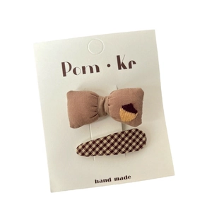 Lot de barrettes à cheveux avec broderie de fruits et motif à carreaux pour filles