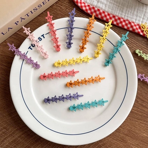Korean Cute Star Flower Rabbit Hollow Hair Clips For Girls Colorful Matte Alloy Hairpins Daily Fashion Hair Accessories