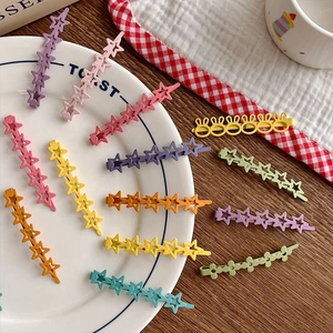 Cute Korean style star and rabbit macaron hair clips for girls in various colorful shapes