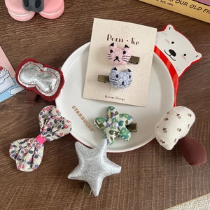 Lot de barrettes à cheveux en tissu fait main pour filles avec nœuds et motifs floraux
