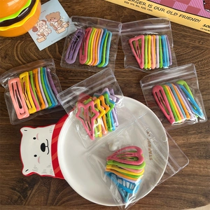 Colorful metal snap hair clips set with star heart and drop shapes for girls