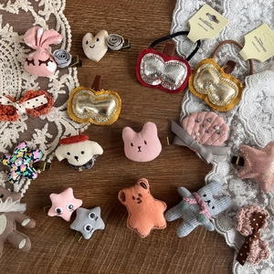 Barrettes à cheveux en tissu pour enfants avec broderies de lapin, d'ours et d'étoiles mignonnes