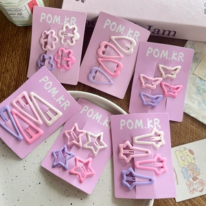 Pastellfarbenes Haarspangen Set mit Sternen und Herzen in Rosa und Lila für Mädchen