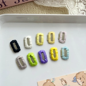10-piece set of colorful mini snap hair clips with woven texture for women and girls