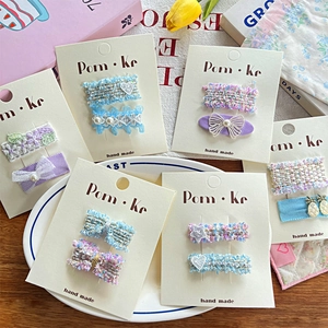 Barrettes À Cheveux En Tissu À Nœud En Dentelle Faites À La Main Coréennes Douces Ensemble Épingles À Cheveux Brodées Cœur Étoile Ananas Pour Enfants Accessoires Cheveux