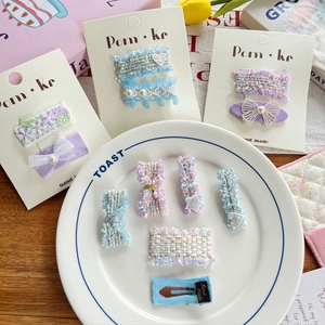 Set de barrettes papillon en dentelle avec perles pour coiffures douces de filles
