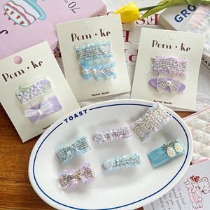 Ensemble de barrettes douces avec papillon en dentelle et perles pour filles et enfants
