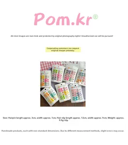 Detailed view of colorful fruit pattern BB hair clips with 3x1cm dimension measurements