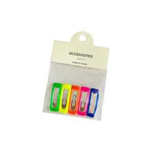 Set of 5 colorful Korean minimalist hair clips in bright candy tones for girls