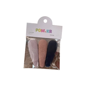 Three-pack of sweet fabric teardrop hair clips for girls in purple pink and navy blue set