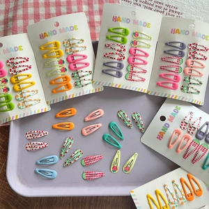 Colorful fruit and floral pattern BB hair clips set for kids, candy color hair accessories