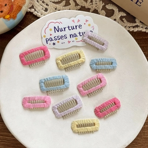Set of 10 mini candy-colored knitted fabric BB hair clips for dogs in macaron tones