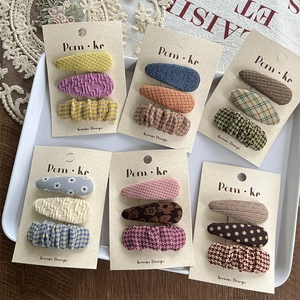 Fabric Wrapped BB Hair Clips Girls Plaid Floral Pattern Korean Style Pastoral Hairpin Kids Hair Accessories