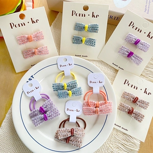 Handmade Sequined Bow Hair Ties Hair Clips Sweet Shiny Hair Accessories For Girls Kids Daily Birthday Party Decor Velvet Center