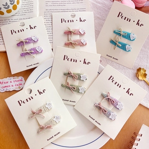 Lot de barrettes à cheveux mignonnes avec nœuds et étoiles en tweed pour filles