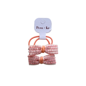 Sparkly orange sequin bow hair ties set with high elasticity for sweet girls styling