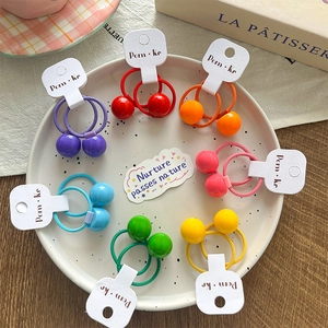 Élastiques à Cheveux Double Boule Couleur Bonbon pour Enfants Support de Queue de Cheval en Résine pour Filles Accessoires