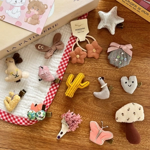 Fermagli per Capelli in Tessuto Fatti a Mano Carini Cartoni Animati Animali Floreali Clip a Becco d'Anatra Stile Coreano Accessori per Capelli per Bambine