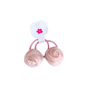 Chouchous fleurs roses douces avec pétales en maille translucide pour filles