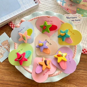 Cute Korean star hair clips with colorful fruit and vegetable designs for girls
