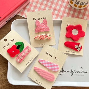 Douces Pinces à Cheveux en Tissu Forme de Lapin et Fleur Style Coréen pour Filles Mignons Accessoires avec Paillettes