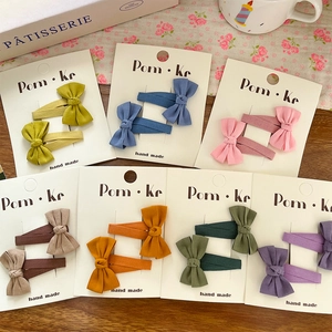 Korean Style Sweet Fabric Bowknot Hair Clips Handmade Girls Hair Barrettes Floral Pattern Autumn Winter Hair Accessories