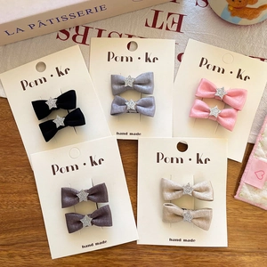 Lot de 5 paires de barrettes à cheveux avec nœuds faits main et étoiles en couleurs variées