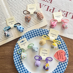 Coletero de Tela Dulce Forma de Capullo de Tulipán Estilo Coreano Relleno de Algodón Patrón Floral a Cuadros Accesorios para Niñas