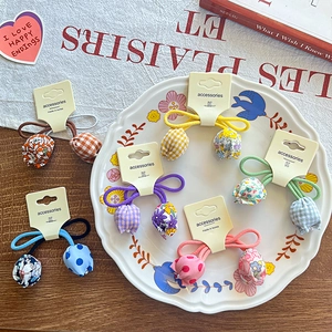 Set de 6 coleteros de tela con tulipanes, diseños florales, cuadros y lunares con perlas